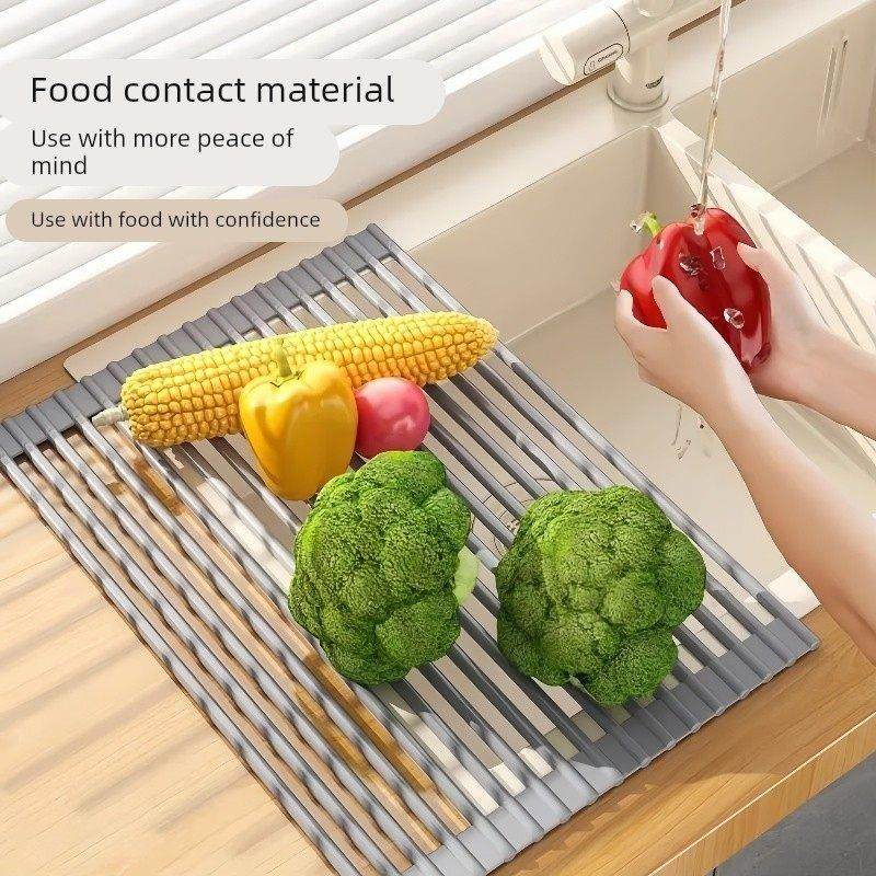 可折叠沥水片厨房水槽沥水置物架水池碗碟收纳碗盘卷帘架沥水板蓝,厨房/烹饪用具,水槽置物架,淘宝优惠券,粉丝福利购,淘宝优惠卷