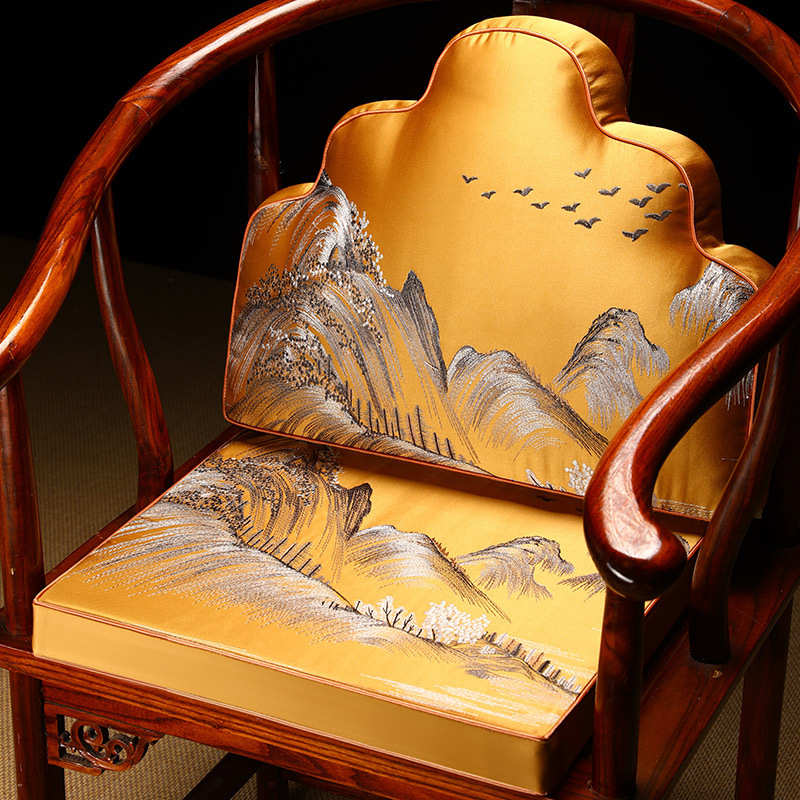 茶靠垫靠背椅子座垫床中式靠山圈椅罗汉红木靠枕实木一体椅垫坐垫