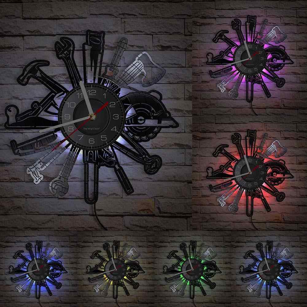 黑胶唱片挂钟你维修工具乙烯基时钟扳手螺丝 装饰无声LED墙钟礼物