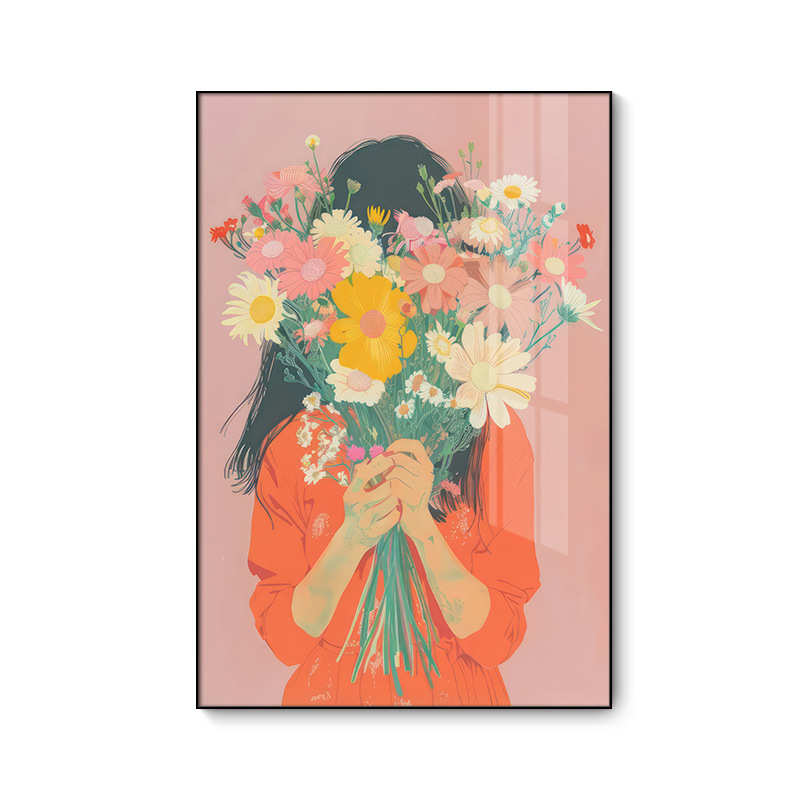 酒店挂画抽象花卉装饰画客厅艺术高级感北欧挂画定制多巴胺彩色图片