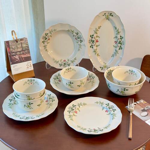 釉下彩法式餐具饭碗碗盘碗碟餐具套组碗具家用2025新款高颜值陶瓷