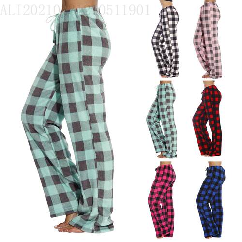 A large number of women's flannel bottom checkered