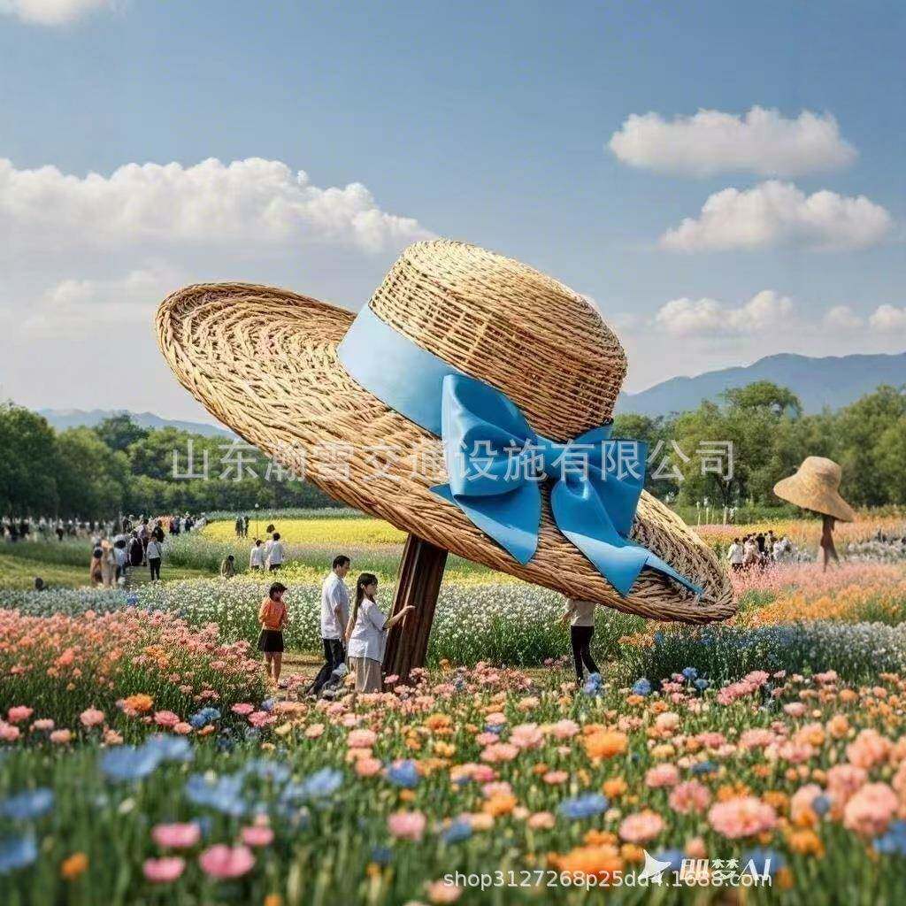 欧美长飘带大檐草帽法式度假风沙滩帽麦秆防晒伞帽子