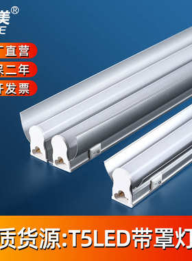 T5LED一体化带罩灯管 T5LED灯管带开关 T5单支/双支带罩支架灯