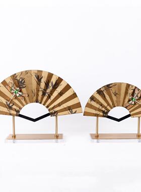 新工中MC-TY-72式桌面金饰属扇艺摆件样板房子售楼处酒店古典玄关