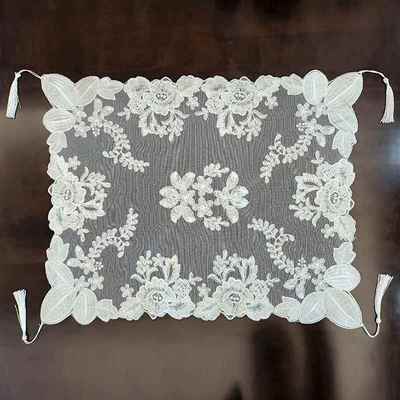 2025新款蕾丝白色洋气万能盖巾茶盘茶具防尘罩方形长方形欧式餐巾