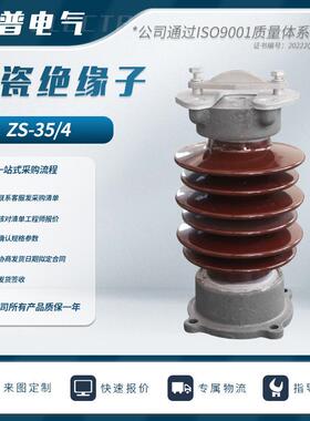 户外高压支柱陶瓷绝缘子ZS-35/4/线路陶瓷瓶夹铜排35KV支撑40.5KV
