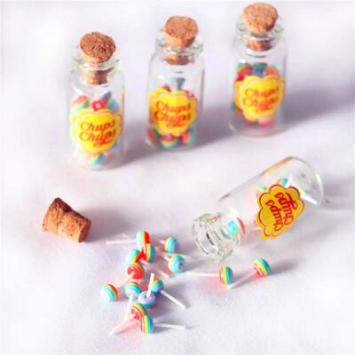 1/12 Scale Lollipops With Jar Mini Food Simulation Sugar Can