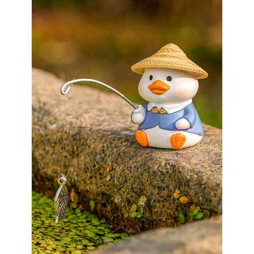 鱼缸景观可爱动物钓鱼饰品创意景观微景观装饰假山流水鱼池愈合系