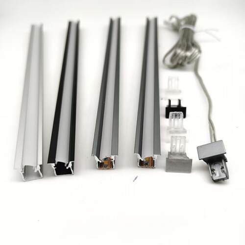 LED嵌入式免焊接45度斜发光整体橱柜线条灯型材酒柜层板灯槽外壳