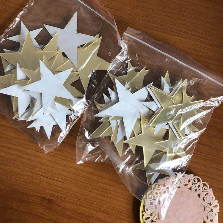 五角星小星星3D立体镜面亚克力遮丑钉眼装饰贴画防水自贴墙贴定制