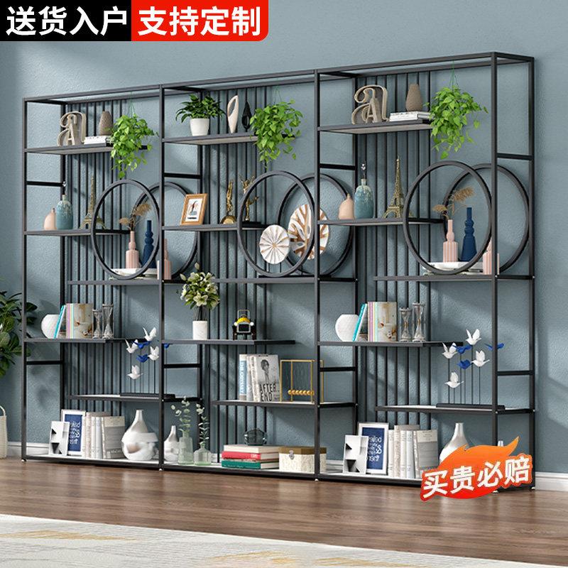 办公室隔断屏风挡板轻奢多层陈列展示架铁艺落地隔断柜玄关置物架