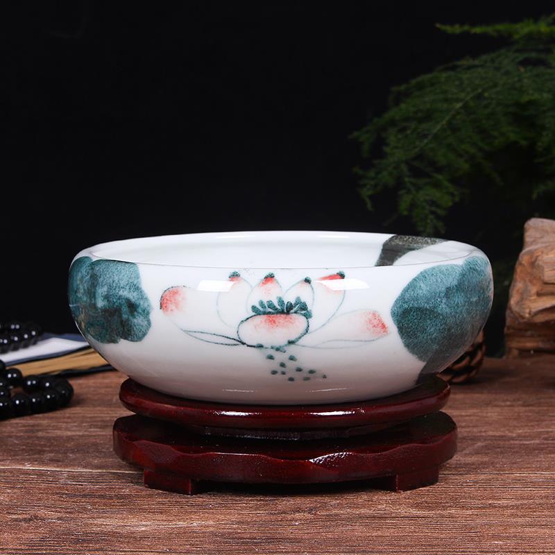 新品茶几烟办灰缸公室客厅摆件金鱼缸水莲浅乌龟缸睡仙荷花水盆送
