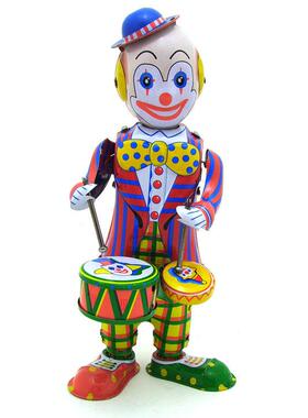 MS363小丑打鼓铁皮复古怀旧个性装饰摆件摄影道具铁皮玩具