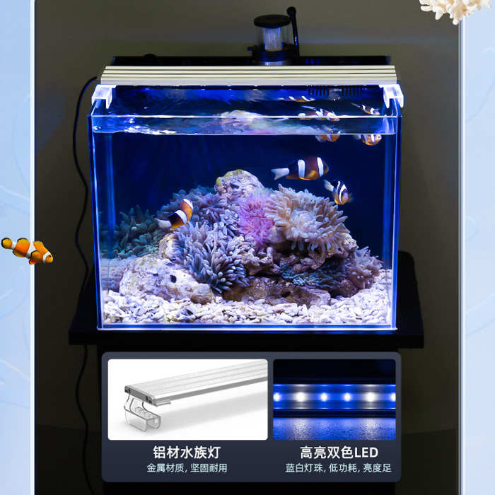 海水鱼缸超白玻璃迷你桌面中小型客厅家用办公室生态珊瑚缸水族箱