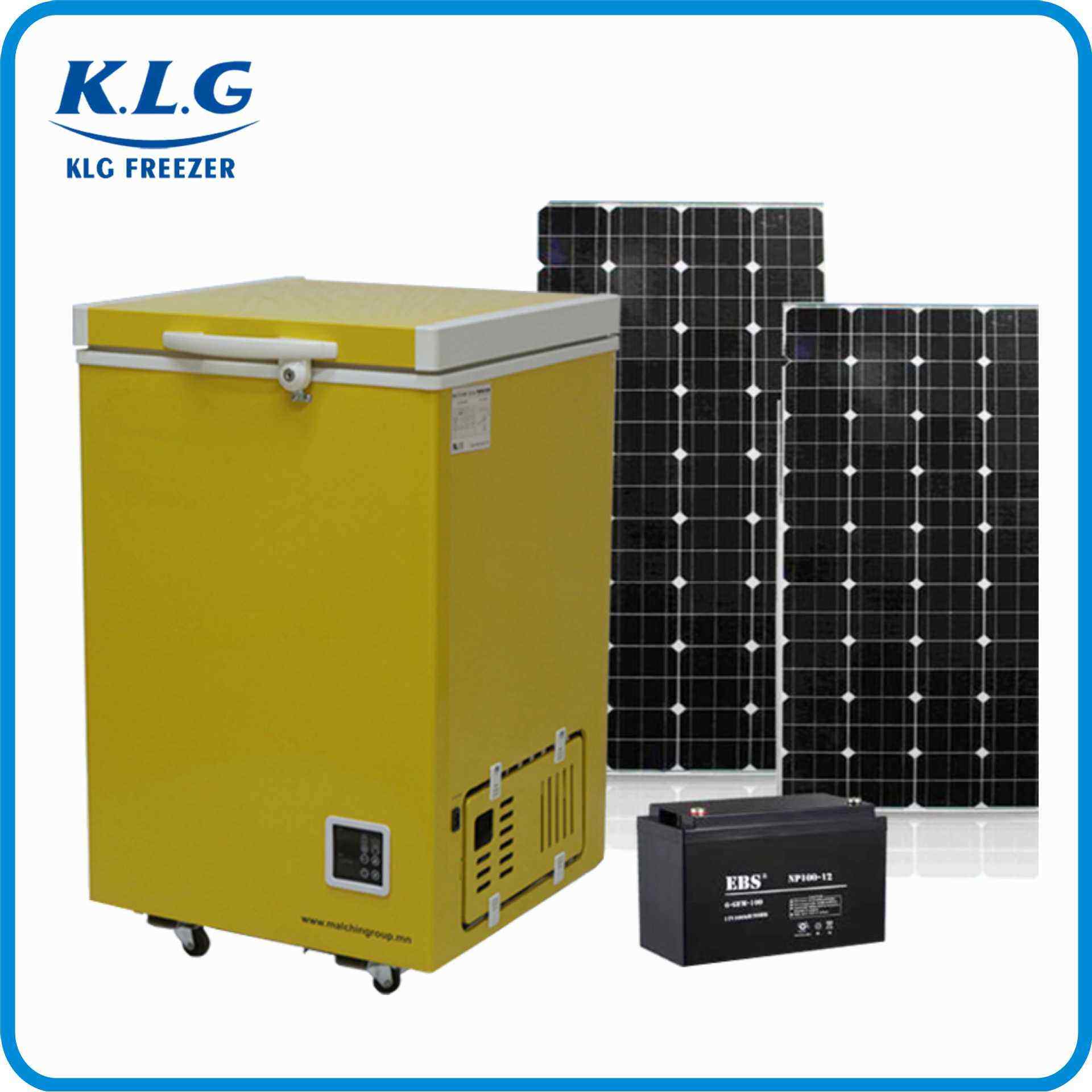 108L太阳能冰柜12V/24V车载直流冰箱商用移动冷藏柜冷冻柜直