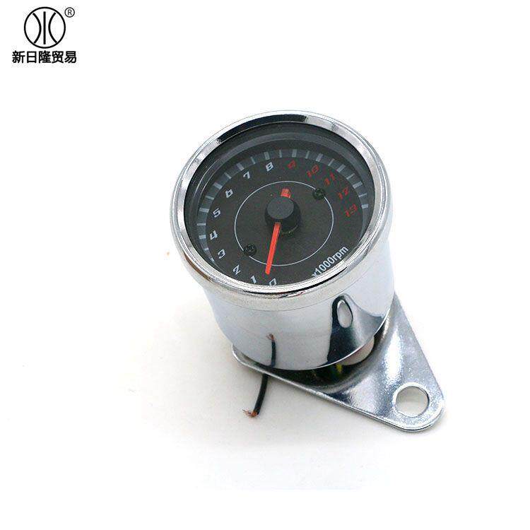 摩托车改装电感转速表指针式仪表复古转速表LED双色背光12V