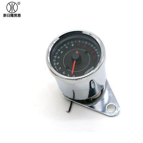 摩托车改装电感转速表指针式仪表复古转速表LED双色背光12V