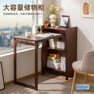 郝书桌多书柜一体帮工功能作台餐桌出租KMG房电脑桌子小户型折叠