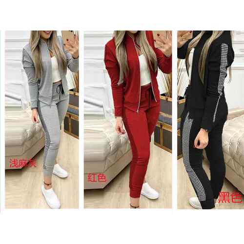 Splicing printing women's zipper sports suit vitality