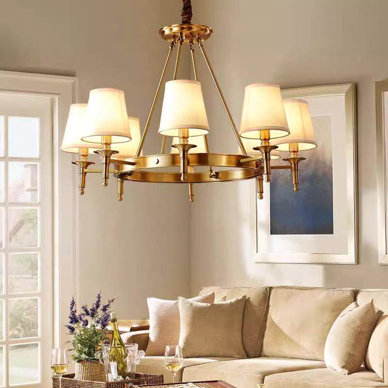 美式全铜吊灯客厅灯餐厅灯卧室灯简约创意乡村大气欧式灯田园风格