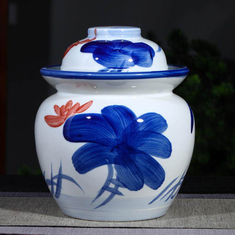 泡菜坛子景德镇陶瓷泡菜坛密封储物罐四川泡菜腌菜坛罐无铅双盖