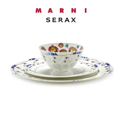 比利时Serax Marni联名 银莲花骨瓷餐盘陶瓷碗盘子餐具套装西餐盘