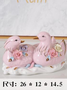 正品创意鸯摆件一对陶瓷卧床头装鸳饰品家室结婚居送礼礼品布置新