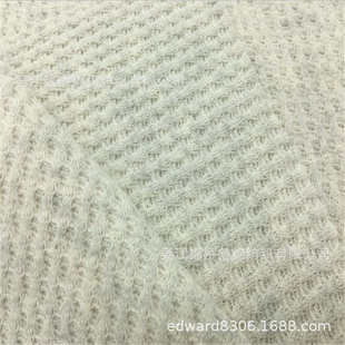 粗针华夫格印花灰羊绒阳离子AB纱段染彩点抽条提花针织牛仔拉毛布