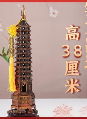 纯黄铜文昌塔摆件13层十三层纯铜学生用的学习铜制高端文昌塔笔筒