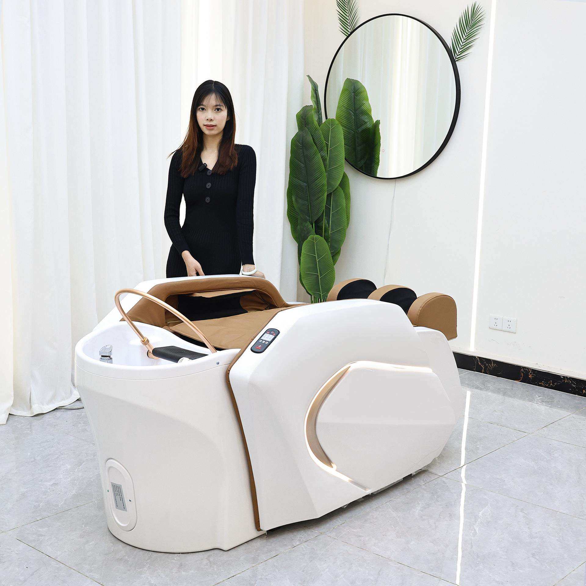智能电动按摩洗头床理发店发廊专用全自动水循环熏蒸头疗床养发馆
