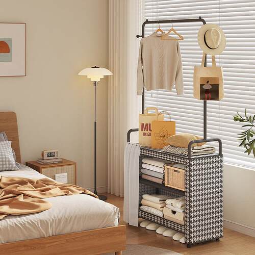 Floor-standing modern minimalist bedroom coat rack with dust