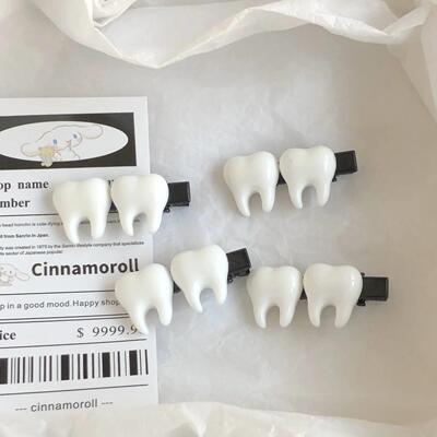 Cute Simulation White Teeth Hair Clips Fun Creative Cool Lov