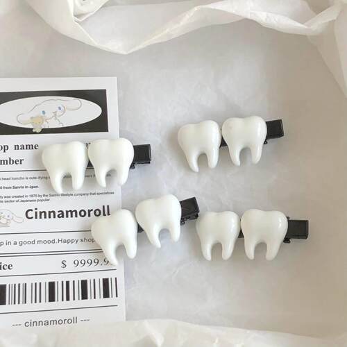 Cute Simulation White Teeth Hair Clips Fun Creative Cool Lov