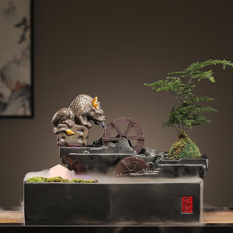招财流水摆件循环水陶瓷办公室桌面家用客厅玄关茶桌开业乔迁送礼