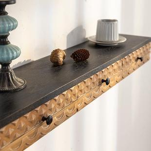 美雕花面一字墙层架花用A2756店壁挂式 饰花架家壁挂吊柜入户玄 装