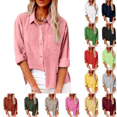Women Button Shirts Casual Sleeve Dress Shirt Collared