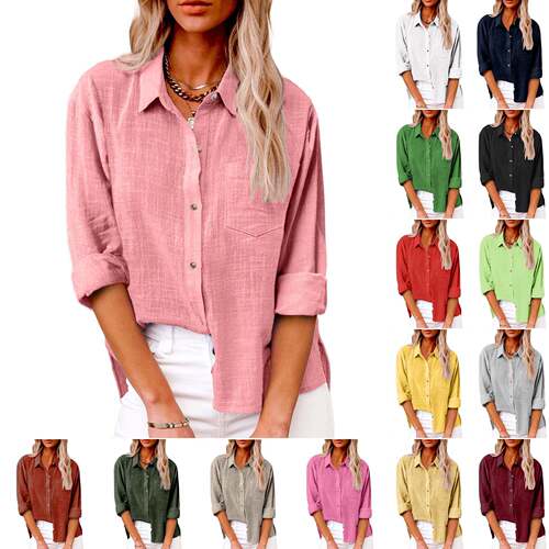 Women Button Shirts Casual Sleeve Dress Shirt Collared