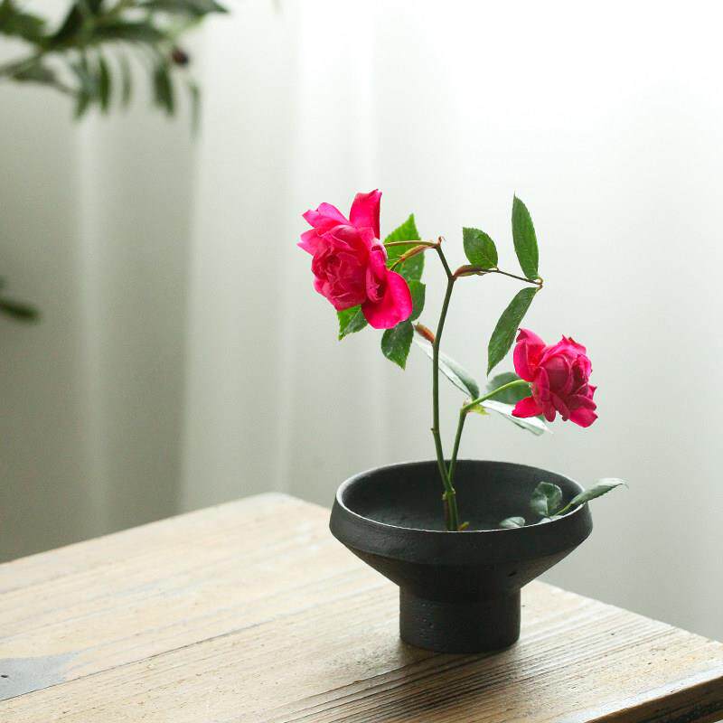 范岳景德镇粗陶简易纯手工插花小花器茶道配件覆古干果点心盘