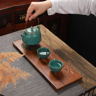重竹茶盘干泡台长形家用简约格调托盘实木干泡盘小号茶具中国风