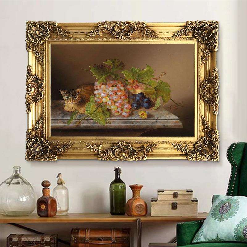 美式餐厅油画世界名画欧式饭厅挂画古典植物花卉水果静物装饰画