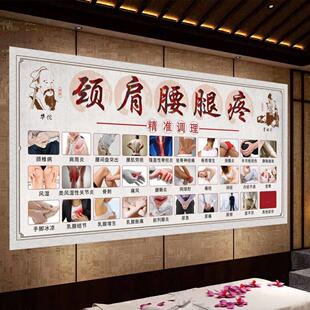 颈肩腰腿痛挂图中医推拿广告牌广告贴纸自粘按摩店装饰画肩颈墙上