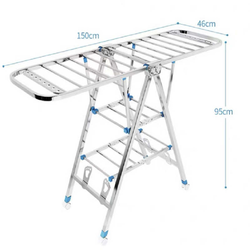 A1标准款晾衣杆户外折叠翼型晒衣不锈钢家用落地晾衣架地摊展示架