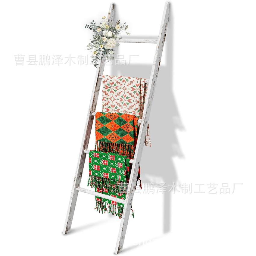 创意毛毯梯-08子被子架壁装饰梯子架架墙靠倾毯梯子毛巾斜收纳木