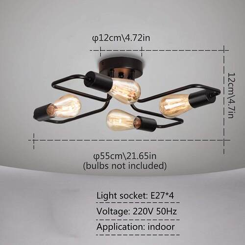 美式乡村复古阁楼酒吧餐厅卧室吸顶灯工业风个性创意弯管铁艺灯具