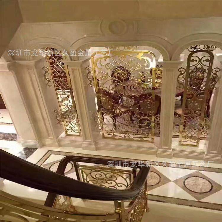 仿古铜屏风 金属花格做旧 玄关屏风隔断 铝板雕刻花纹 铜装饰