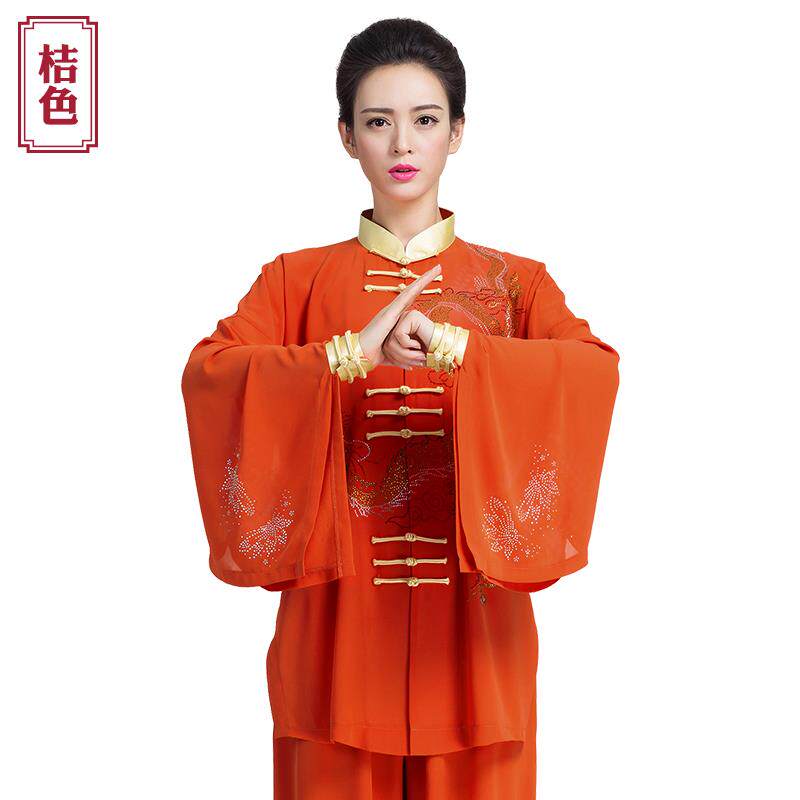 高档韵中华高太极古服女三件表套端演服新款飘逸太极拳练功服女中