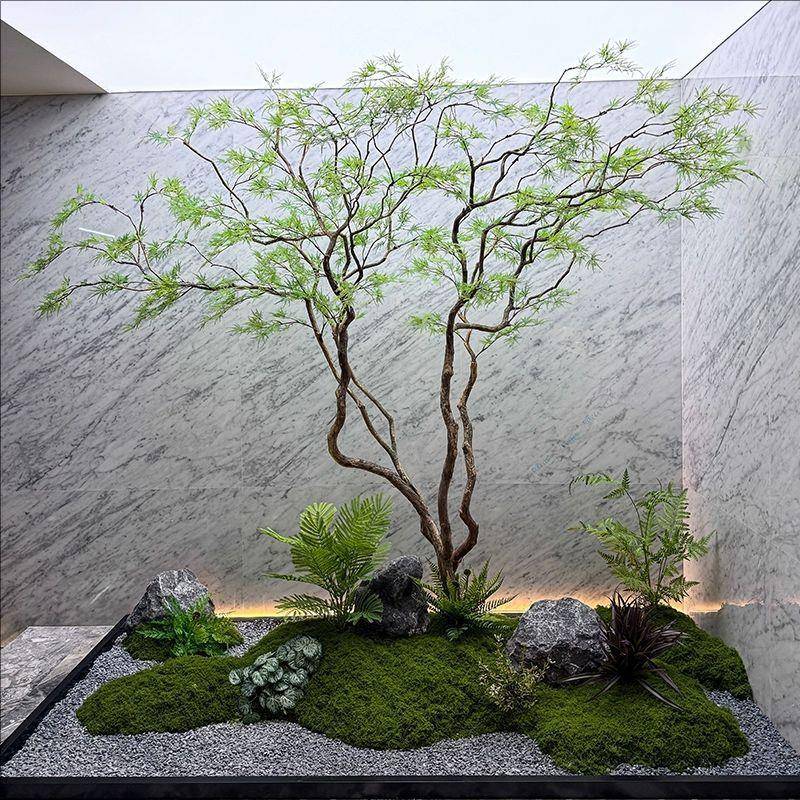 高端精品仿真仿真枫树花羽毛枫树内马醉木室假树绿饰植造景橱窗叶