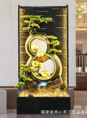 假池山喷流QON水摆件屏招财鱼庭泉院阳台玄关客厅酒店造景流风水