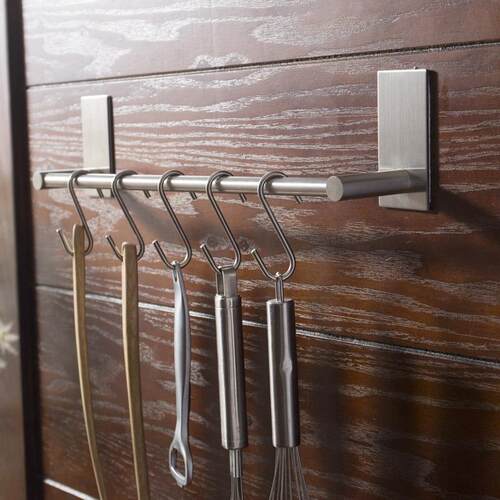 维度仕毛巾架 亚马逊跨境304不锈钢厨房置物架免钉粘贴墙面毛巾架